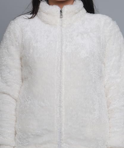 Image of Women's Ultra-Soft Plush Fleece Winter Jacket with High Neck & Full Front Zipper | Warm Cozy Fur Coat for Casual, Travel, Outdoor & Daily Cold Weather Wear