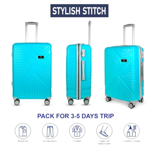 Image of Hard Shell Suitcase Set of 2 with Integrated Number Lock and 360 Degree Spinner Wheels, Teal, Polypropylene, Small 54cm Medium 64cm