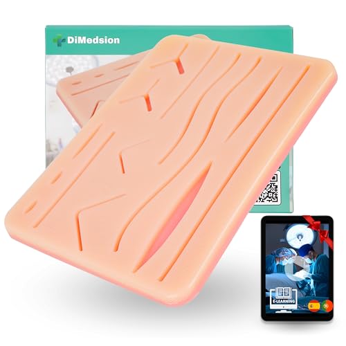 Almohadilla de sutura DiMedsion | Pad de sutura para kit de sutura de 3 capas. kit sutura con 14 heridas, kit de sutura quirurgica para practicar, kit suturas quirurgicas para practica de sutura