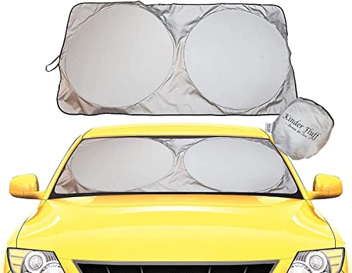 kinder Fluff Windshield Sun Shade -The Only Certified Car Window Shades Blocking 99.87% UVR-210T Automotive Window Sunshades as Cars,SUV,RV,Truck & Car Accessories - Accesorios para Carro (Large)