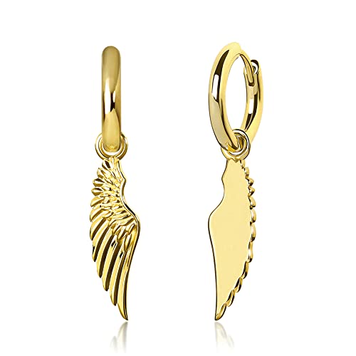 Helloice Angel Wings Earrings 18K Gold/White Gold Plated Dangle Earrings Drop Hook Earrings For Men And Women Dating Party #TOP7