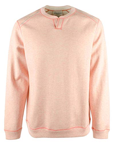 Tommy Bahama Mens Reversible Flipsider Abaco Sweater (X-Large Tall, Sun Coral Heather)