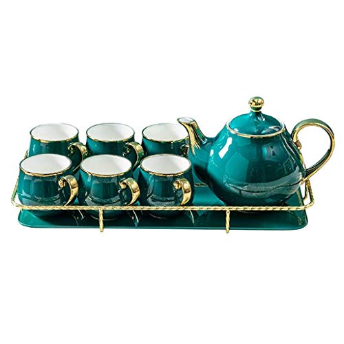 SXLCKJ Juegos de Tazas de té Juegos de Tazas de café de 8, Tetera de cerámica y 6 Tazas y Bandeja, Wat de Porcelana de…