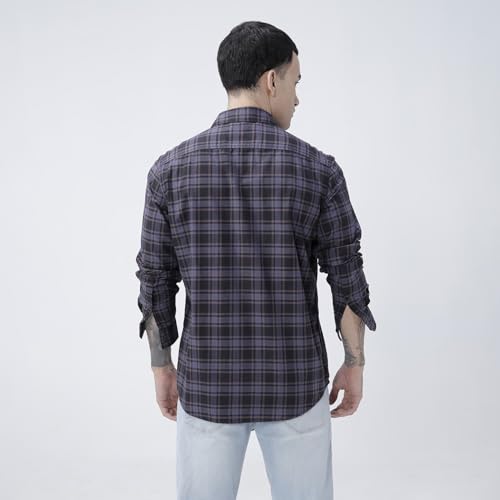 Image of BASICS 100% Cotton Checked Shirt for Men | Slim Fit | Everyday Smart Casual Wear | Full Sleeve