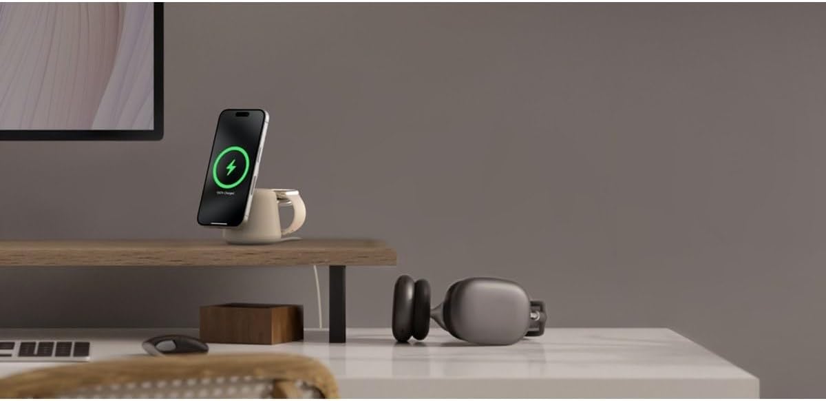 Belkin BoostCharge Pro 2-in-1 Charging Station with MagSafe, Wireless Charger with Fast Charging 15W, for iPhone 17, iPhone Air, Pixelsnap, AirPods, and Any MagSafe Device