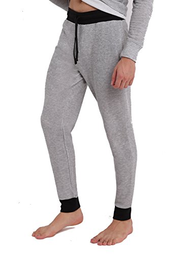 CYZ Men's Cotton Rib Knit Lounge Pants with Drawstring-Heather Grey-L