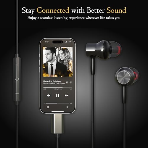 Image of MAKPOWER Type C Wired Earphone with in Line HD Microphone & Volume Controller, Heavy Bass, Premium HD Audio, 120 cm Tangle-Free Cable Compatible with, Android Smartphones & All Type-c Mobiles (Black)
