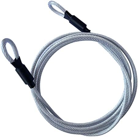 GOMRQING 4FT 5mm Security Cable Lock,Braided Steel Vinyl Coated Safety Cable Luggage Lock,Flexible Steel Cable Security Wire Rope Double Loop