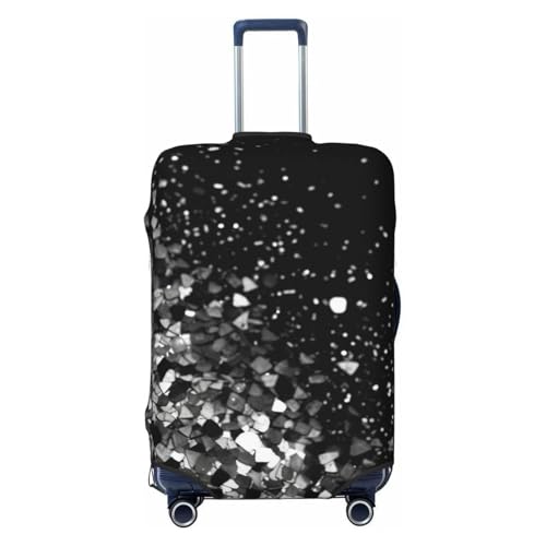 Travel Luggage Cover Black white glitter Suitcase Protector Elastic Washable Stretch Suitcase Protector Anti-Scratch Travel Suitcase Cover Fit 18-32 Inch Luggage
