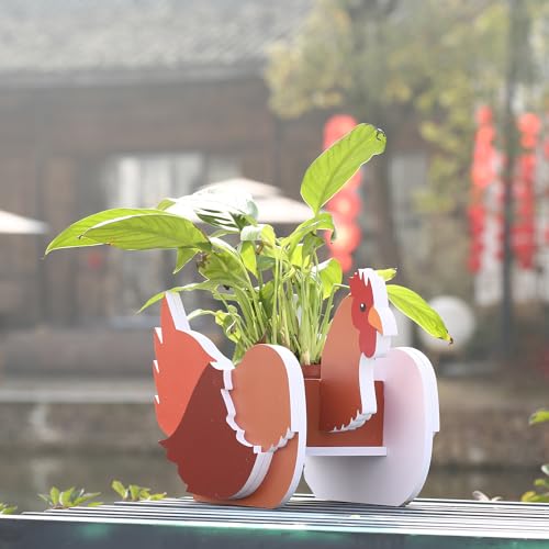 Suitchoi Cadeaux de poulet pour les amateurs de poulet, décoration de poulet d'anniversaire ou de Noël, pot de fleurs en forme de poulet, pot de fleurs mignon pour jardin extérieur, pot de fleurs en