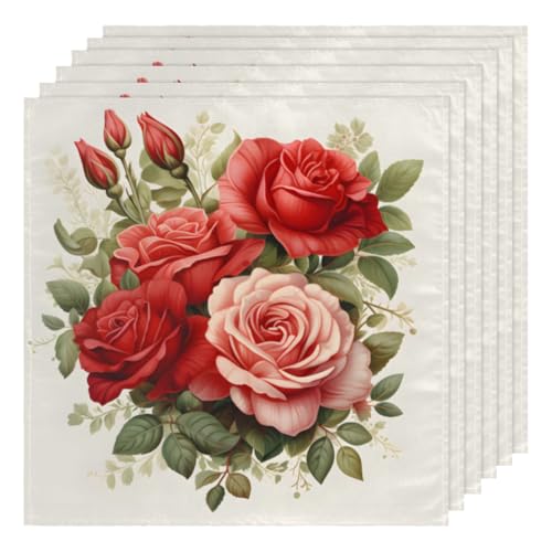Servilletas de tela Red Roses set 6, 50.5 x 50.5 cm miniatura 1