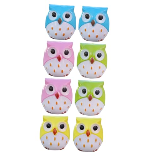 Tofficu 8個猫頭鷹型多機能手動筆削り器 小型ハンド ナー 学校用色筆対応