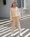 DAXIANG Girls' Clothing Sets 2 Piece Outfits Crop Tops Hoodies Long Sleeve Fashion Sweatshirts and Sweatpants Beige 9-10 Years
