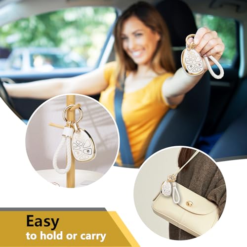 Image of for Chevy Key Fob Cover with Metal Braided Keychain, Upgraded Soft Case for Suburban Tahoe Traverse GMC Yukon Cadillac ESV EXT Traverse (6 Button) Fob Shell (Gold,C2)
