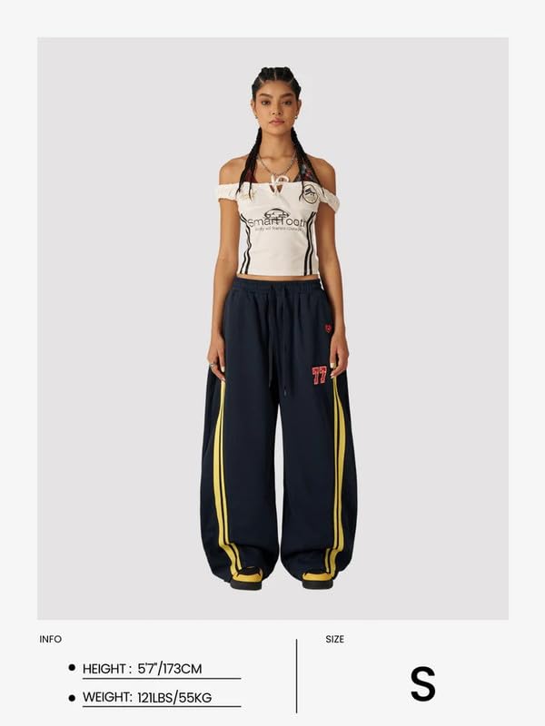 Aelfric Eden Stripe Baggy Barrel Pantalon de jogging vintage pour homme et femme Pantalon de survêtement à jambes larges Unisexe Pantalon de survêtement Taille haute Pantalon de loisirs Pantalon ample