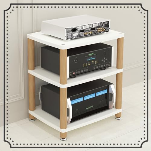 Estante de Madera para estéreo, gabinete de Almacenamiento Multimedia, Estante de Audio, estantes de TV para Reproductor de DVD, PS5, decodificador de Cable, Consola de Juegos y Altavoces (b