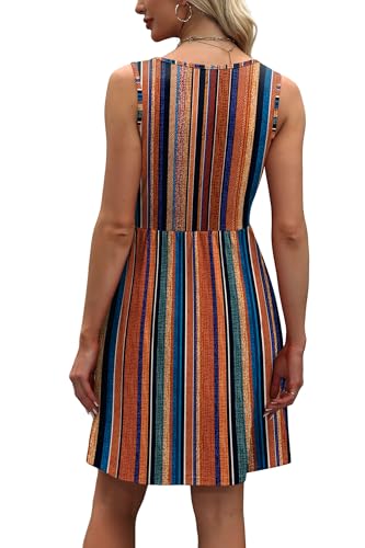 Image of WIHOLL Women's Summer Dress 2026 A-Line Sleeveless Casual Sundress with Pockets Floral /Solid