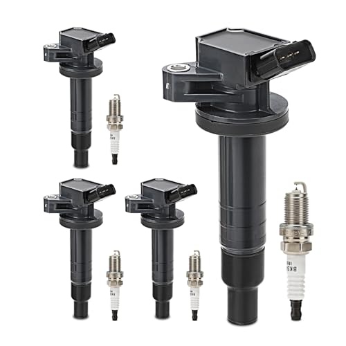 Image of UF247 Ignition Coil & 4503 Double Iridium Spark Plug for 1999-2008 Toyota | Corolla Matrix Celica MR2 Spyder /Pontiac Vibe /Chevy Prizm l4 1.8L Replaces# UF315 C1249 1ZZFE 9091902239 702526
