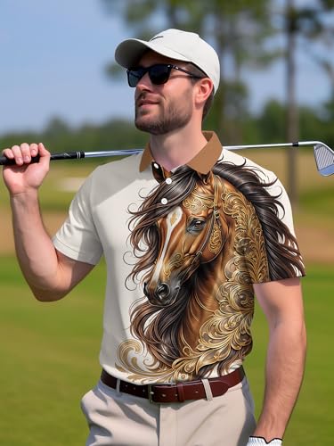 Image of PAGYMO Funny Golf Shirts for Men Crazy Printed Pattern Novelty Moisture Wicking Performance Mens Polo Shirt