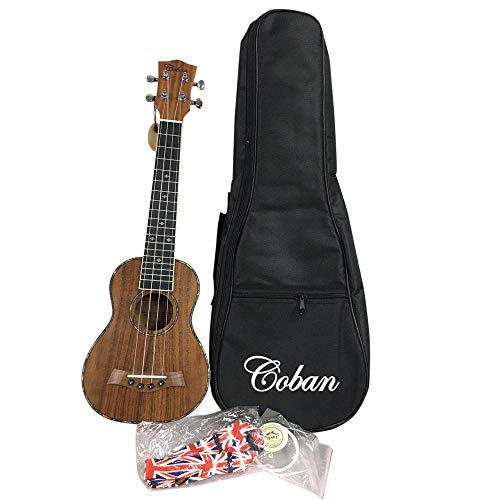 Coban Guitars Ukuleles Soprano Professional Ukulele Koa CGSU-071PL Big Package inc spare strings and strap.