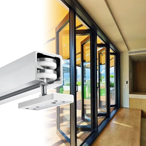 Rail de porte pliante pour cloisons de séparation, kit de quincaillerie pour porte accordéon coulissante avec rails au sol, fonctionnement fluide et silencieux, ensemble de 4 portes, 2 m