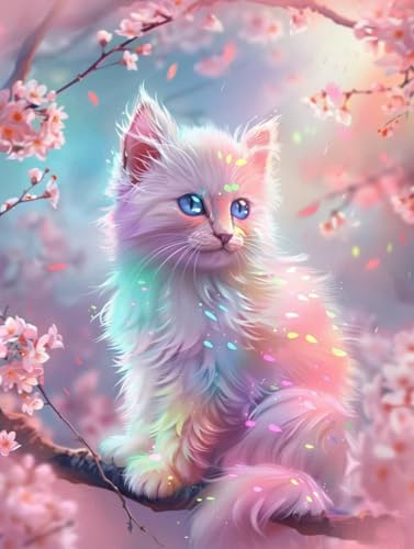 Peinture Diamant Chat et Arbre 5D pour Décoration Murale Salon G0-507