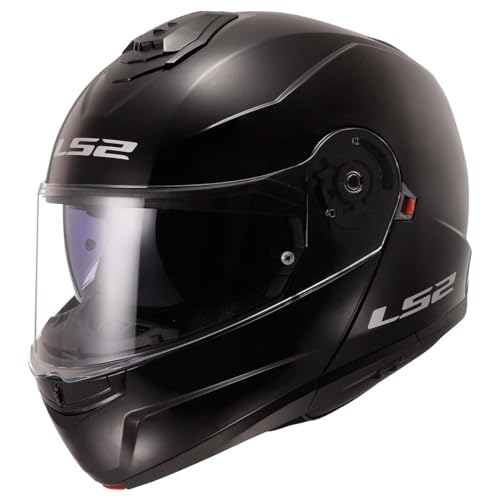 Image of LS2 Helmets Strobe II Modular Motorcycle Helmet W /SunShield (Gloss Black - X-Small)