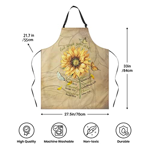 Kiyiyzer Christian Gifts For Women, Inspirational Gifts For Women, Religious Cooking Apron Sunflower Gifts For Women Birthday Gifts For Mom Grandma #TOP2