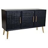 WANDERLUST DECO Aparador de Madera y Rejilla Negro