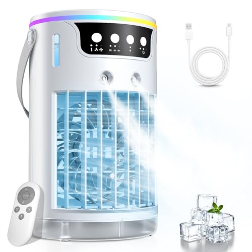 Mobile Klimaanlage, USB 4 In1 Mobile Klimagerät mit 3 Stufe Eis-Kühlnebel, Für Büro Zimmer...