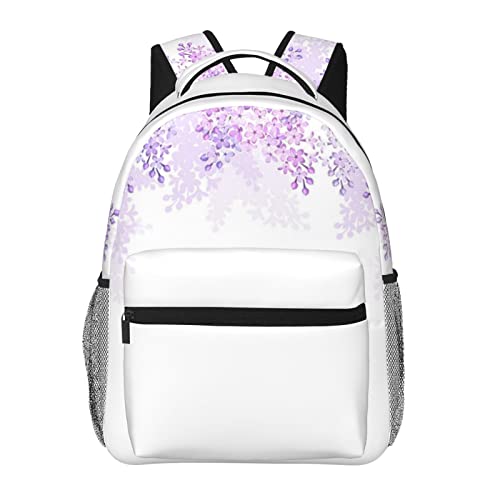 Sac à dos ordinateur portable noir grand sac floral lilas pour ordinateur et affaires