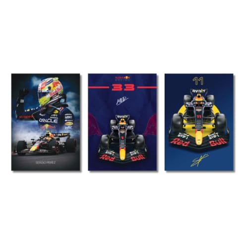 Image of Live Mad Live Crazy (LMLC) Formula 1 Red Bull Vertical Wall Paper Poster Pack - Set of 3, A4 Size, 9x12 inch Unframed Art Prints - Home, Bedroom, Living Room & Decor - Aesthetic, Matte Finish
