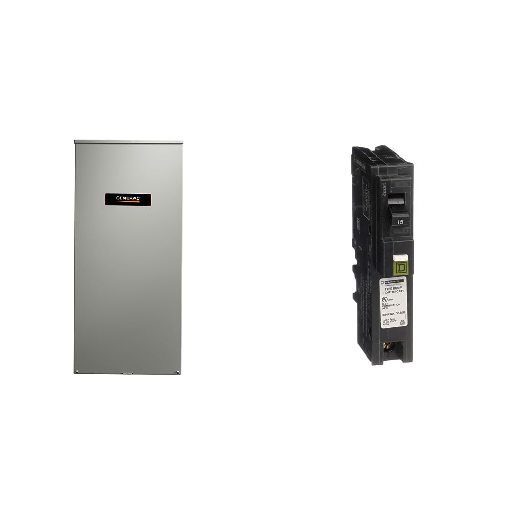 Photo 1 of Generac RXSW200A3 200 AMP Smart Transfer Switch & Square D - HOM115PCAFIC Homeline Circuit Breaker, 15-Amp, 120V, 1-Pole, CAFCI, Plug-On Neutral Transfer Switch + Circuit Breaker
