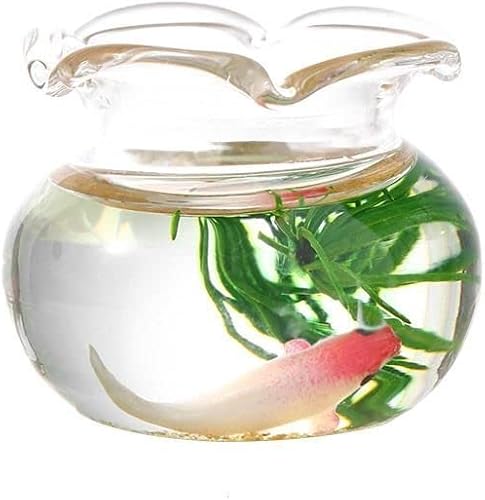 Pescadera miniatura, pecera de casa de muñecas 1 12 tanque de peces de cristal en miniatura, pecera pequeña para decoración de escena de jardín