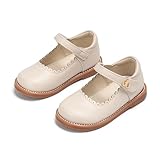 THEE BRON Toddler Girls Mary Jane Shoes Floral Cut-Out Oxfords Dress Flats(AX506 Little Kid,Apricot/11M)