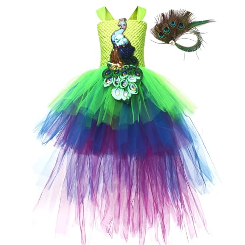 Kids Girl Halloween 1airy Feather Dress Childrens Model Catwalk Performance Tail Dress Up Clothes Fall Outfit