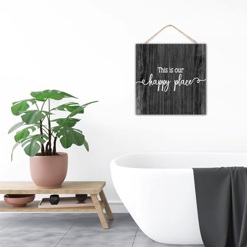 Letrero de madera This Is Our Happy Place para decoración de pared rústica 5