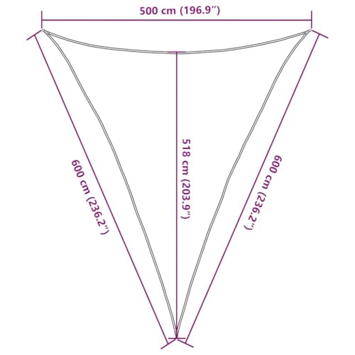 vidaXL Sonnensegel, UV Schutz Sonnenschutz f&uuml;r Terrasse Balkon Garten, Windschutz Wetterschutz Dreieckig, Sonnendach, 160g/m&sup2; Gelb 5x6x6m HDPE