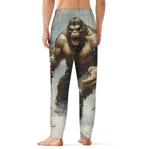 Angry Bigfoot Snowstorm Men's Pajama Pants Soft Lounge Bottoms Lightweight Jogger for Sleeping3