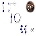 Silver Blue Earrings for Women, Royal Blue September Birthstone Created Sapphire Jewerly Set, Huggie Hoop Jacket Earring Stack for Multiple Piercing Trendy Jewelry Gifts