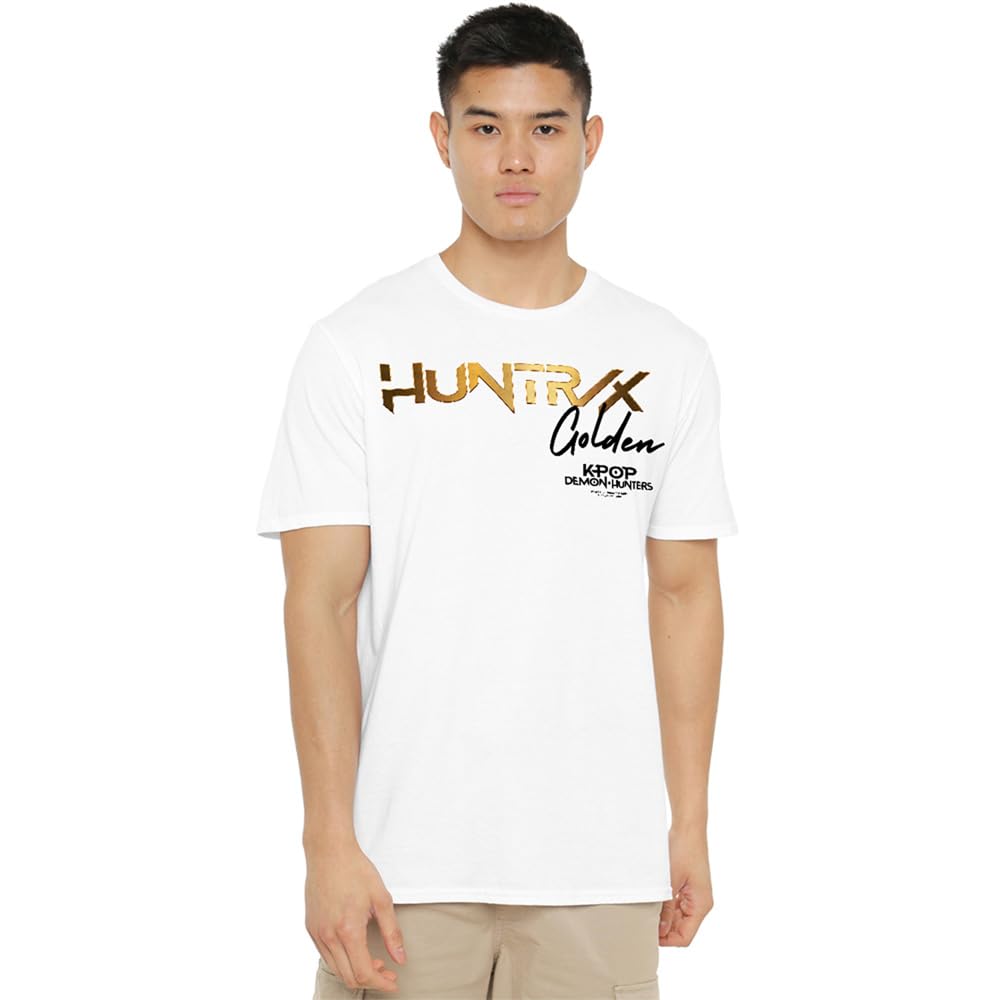 Kpop Demon Hunters Huntrix Golden Logo Unisex T Shirt, White, XXXX-Large