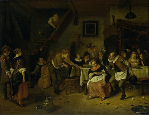 Pintura en lienzo Matrimonio contadino de Jan Steen cuadro decorativo de 60x90cm para oficina