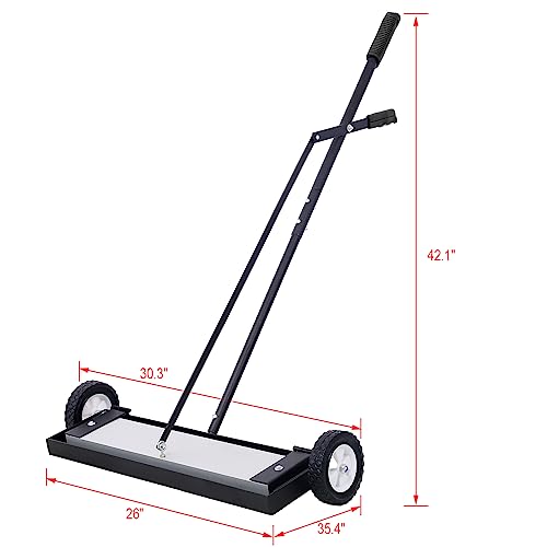 Magnetic Sweeper 24 Inch Rolling Magnet Pick-Up Tool, Heavy Duty Push Floor Magnet with Release for Nails Screws Metal Debris, 100 LBS Capacity for Shop Warehouse Construction, Black - Image 8
