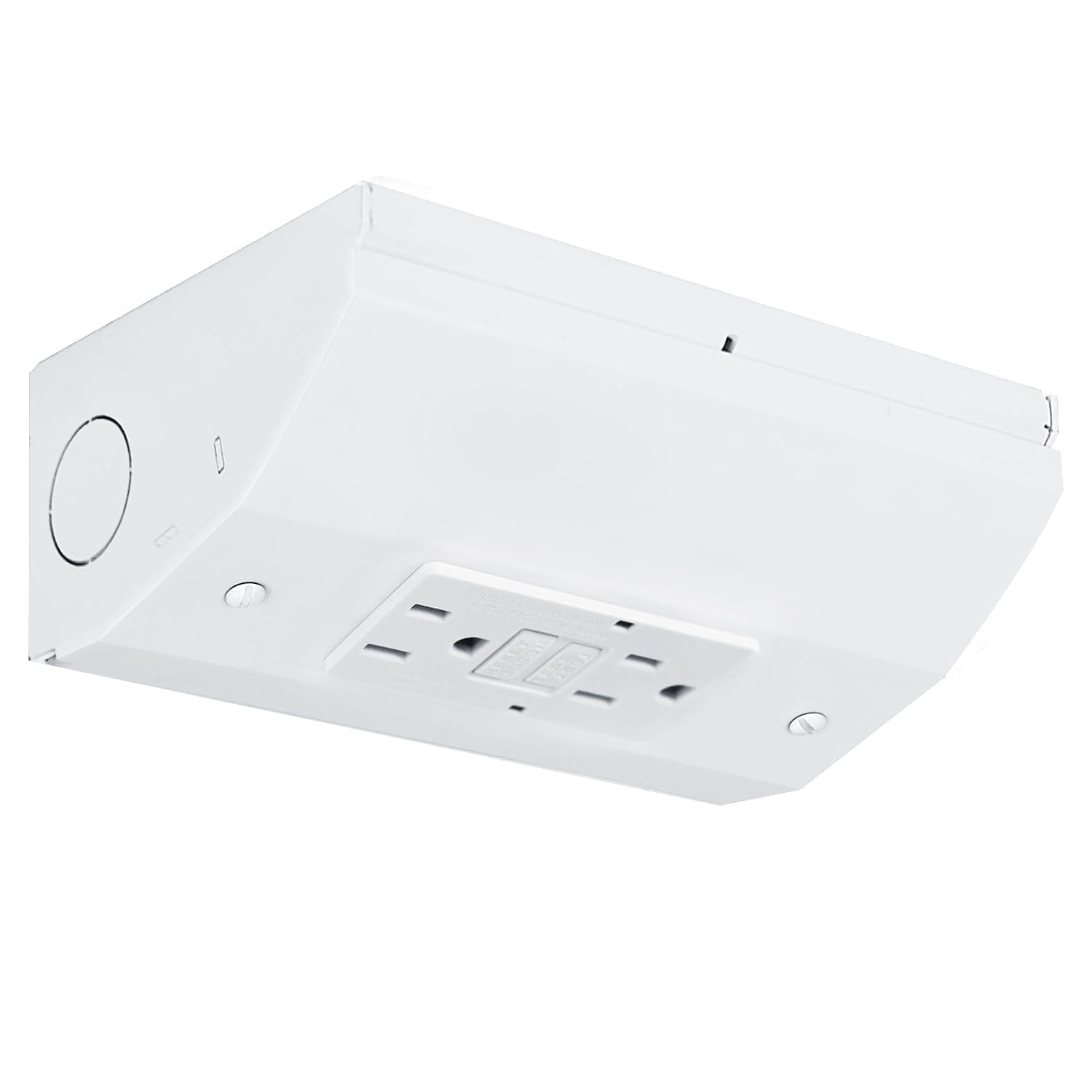 Under Cabinet Outlet Box with 15 Amp GFCI Outlet (UL Listed), GFCI Under Cabinet Outlet, Easy to Install, Reserved Knock-Out Holes, Solid Materials and Quality Finish, Keep the Backsplash Clean
