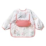 Baby-Lätzchen mit Ärmeln, abnehmbar, mit Aufbewahrungstasche, leicht zu reinigen für...