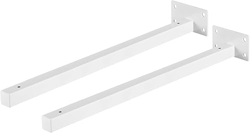 Miniatura 8 de uxcell Soportes de estante flotantes, 2 soportes de metal industriales de 12 pulgadas para estantes montados en la pared, color blanco