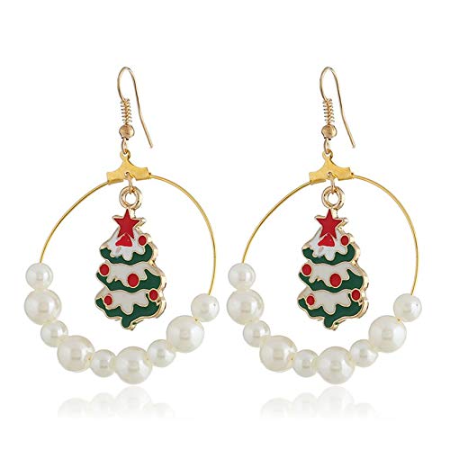 ZengBuks Papá Noel Copo de Nieve Árbol de Navidad Elk Regalo Adorno navideño Pendientes Joyas Pendientes Regalo Encantador - E183