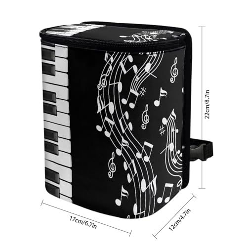 Image of Talayituse Music Note Piano Key Print Car Trash Can with Lid, Leak Proof Auto Trash Bag Hanging Vehicle Garbage Can Multipurpose Storage Container for Back Seat Road Trip