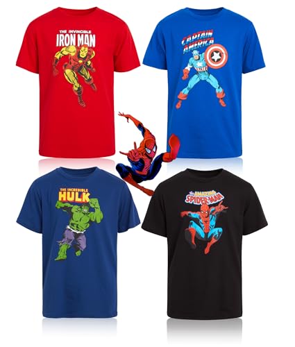 Marvel Avengers Boys' Spider-Man T-Shirt - 4 Pack Spider-Verse Sp...