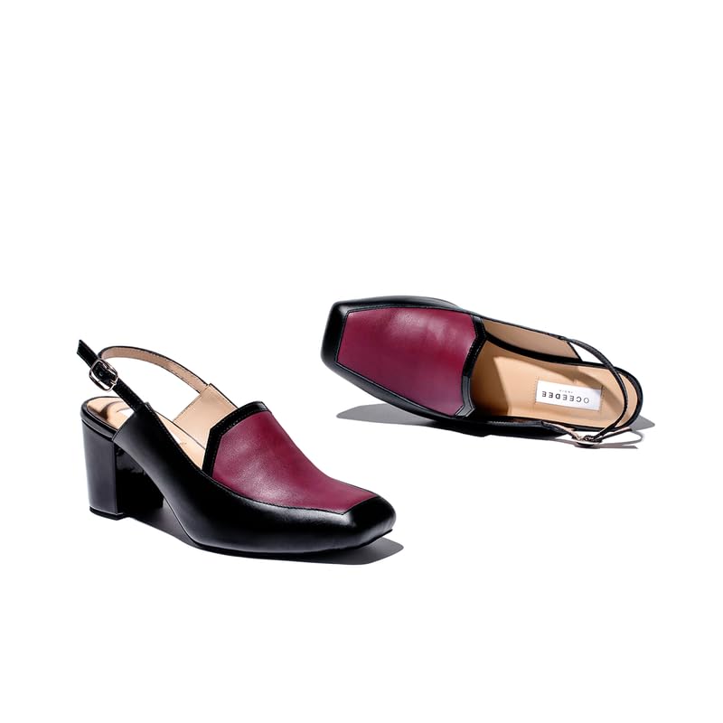 Image of OCEEDEE Dorothy Women's Workwear 2.5 Inches Block Heels Loafers with Adjustable Buckle Slingback | Comfortable for Casual, Office & Semi-Formal Wear